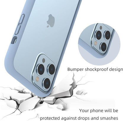 K TOMOTO iPhone 13/13 Pro Silicone Bumper Case (6.1 Inch), Shock-Absorb, Raised Edge Protection, Drop Protection, Silky and Soft Touch, Fog Blue