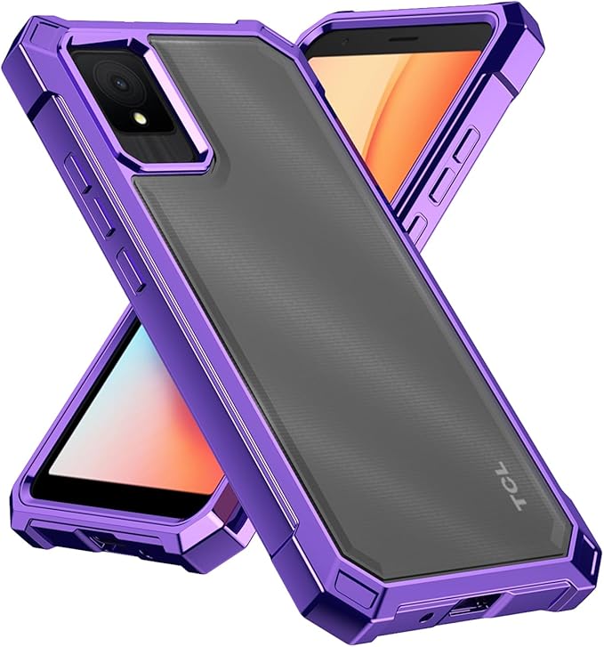 Ailiber for TCL K11 T432W Phone Case, with Screen Protector, Dual Layer Shockproof Bumper, Clear Transparent [Anti Yellowing], Slim Scratch-Resistant Cover for TCL K11-Purple