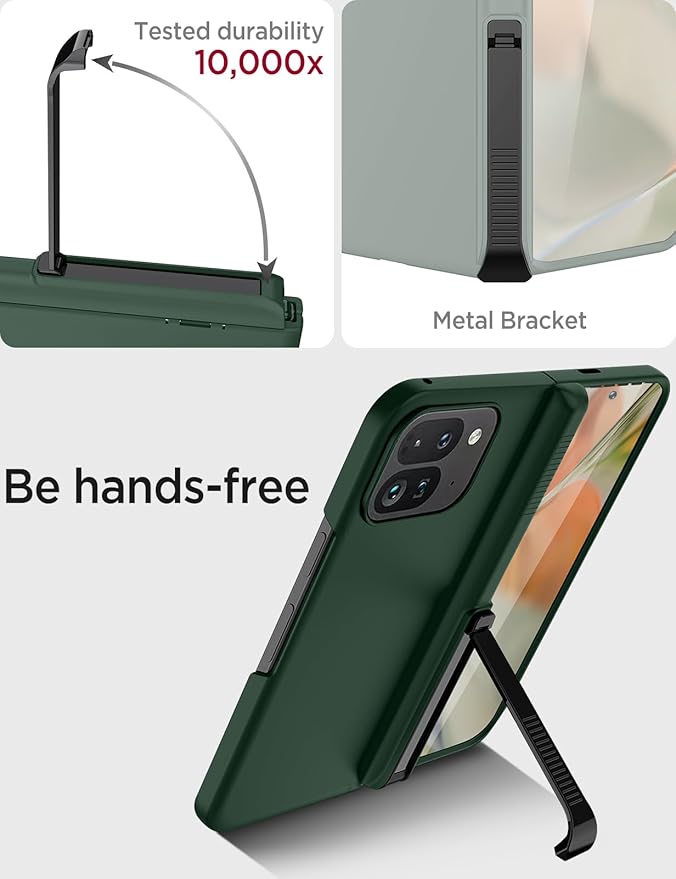 Miimall Shockproof Cases for Pixel 9 Pro Fold, [Kickstand & Hinge Protection][All-Inclusive Protection] Anti Drop Rugged Case for Google Pixel 9 Pro Fold 5g Phone Case, Dark Green