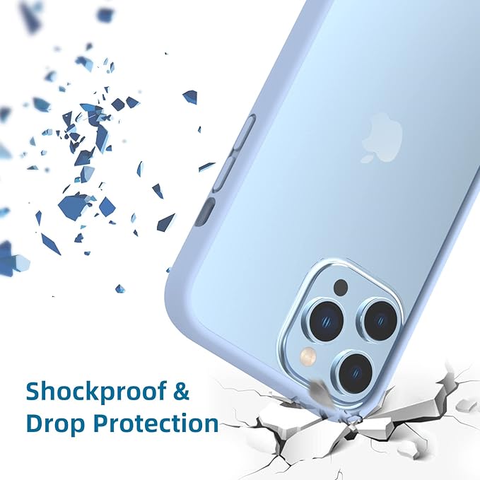 K TOMOTO iPhone 13 Pro Max Bumper Case (6.7 Inch), Fog Blue Silicone, Shock-Absorb, Raised Edge Protection, Lightweight, Slim Fit, Compatible with Wireless Charging