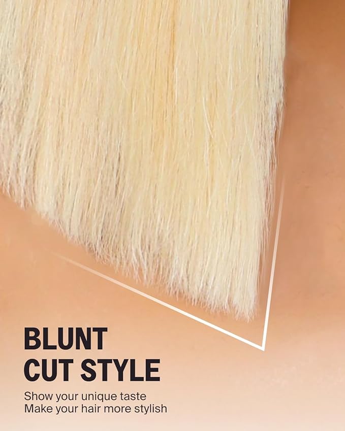 613 Bob Wig Human Hair Glueless Ready to Go Blonde Wig Human Hair Pre Plucked Pre Cut 6x5 HD 613 Lace Front Wig Human Hair 12Inch