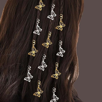 20 Pcs Butterfly Hair Braids Dreadlock Clips, Hollow Metals Cuffs Clip Hair Accessories Styling Fashion Toos for Women Men (Gold Sliver)