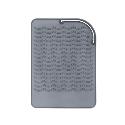 Heat Resistant Mat for Curling Iron, Flat Irons and Hair Straightener Hair Styling Tools 9" x 6.5", Food Grade Silicone, Grey