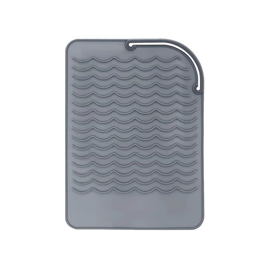 Heat Resistant Mat for Curling Iron, Flat Irons and Hair Straightener Hair Styling Tools 9" x 6.5", Food Grade Silicone, Grey