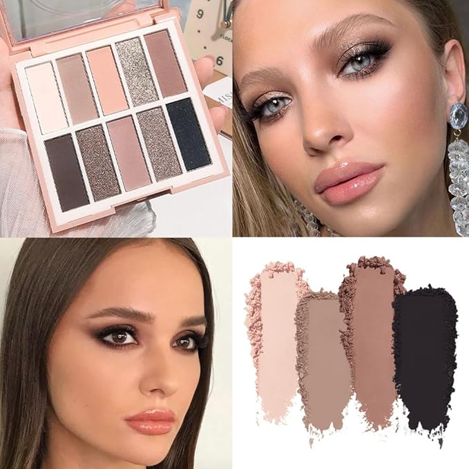 Neutral Nude Eye Shadow Palette,Matte Brown Black Naked Cream Eyeshadow Palette,make up pallets for women Highly Pigmented Natural Eyeshadow for Eyes Long Lasting Naturing-Looking,Blendable,Vegan