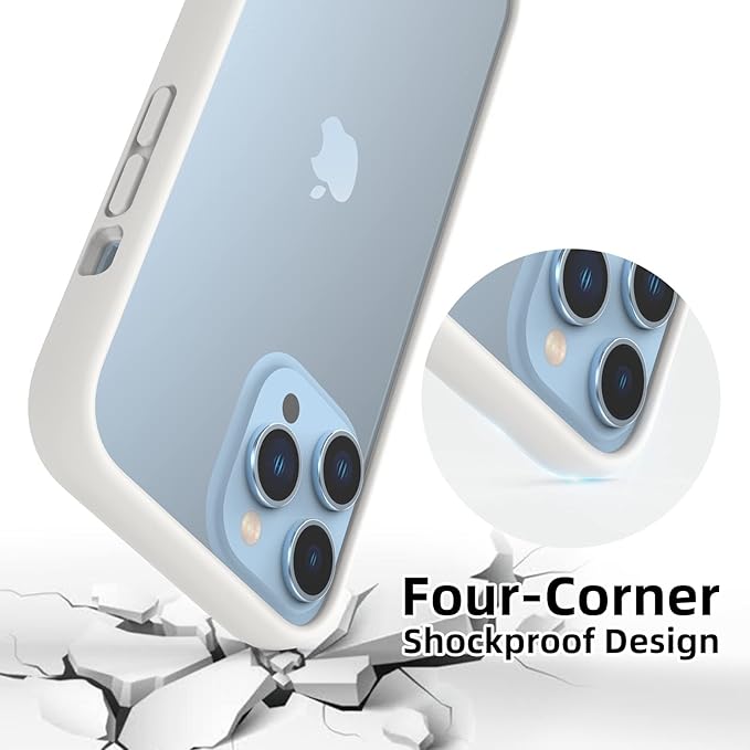 K TOMOTO Compatible iPhone 13 Pro Max Bumper Case (6.7 Inch), Liquid Silicone Bumper with Shock-Absorb, Raised Edge Protection, Drop Protection, Silky and Soft Touch Frame, White