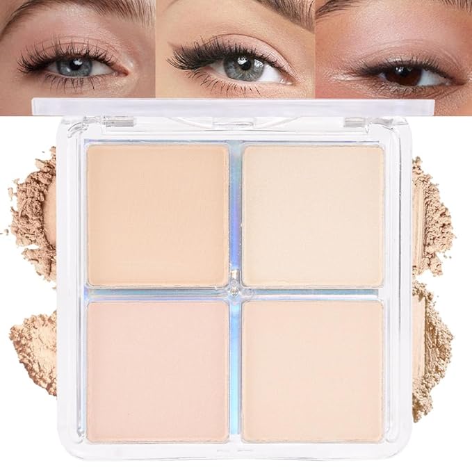 evpct Eye Shadow Quad Palette Makeup, Nude Pink Beige Champagne Glitter Shimmer Metallic Matte High Pigment Primer Mini Eyeshadow Palette for older Women, Smudge Proof Vegan Cruelty-free, Bright Nudes