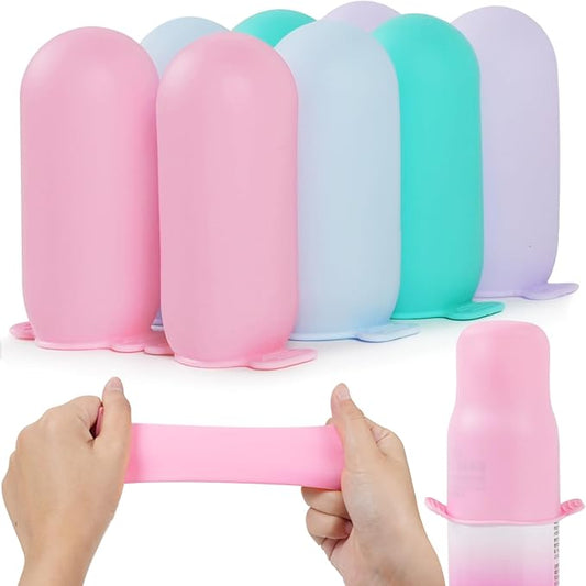 8 Pack Silicone Bottle Covers,Travels Essentials for Women,Travel Size Toiletries,Elastic Sleeves for Leak Proofing,Travel Accessories, Cruise Ship Essentials,Cruise Must Haves,Cruise Essentials