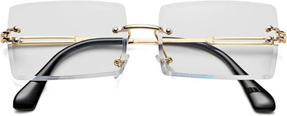 Rectangle Sunglasses for Men/Women Small Rimless Square Shade Eyewear