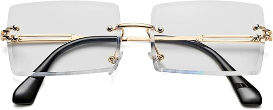Rectangle Sunglasses for Men/Women Small Rimless Square Shade Eyewear