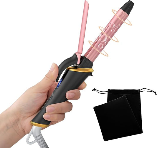 Mini Curling Iron Wand for Short Hair, Ukliss Travel Friendly Dual Voltage Mini Hair Curler, Ceramic Curling Wand for Versatile Styling, Portable and 60 Mins Auto-Off, 5 Heat Settings, Black 3/4 inch
