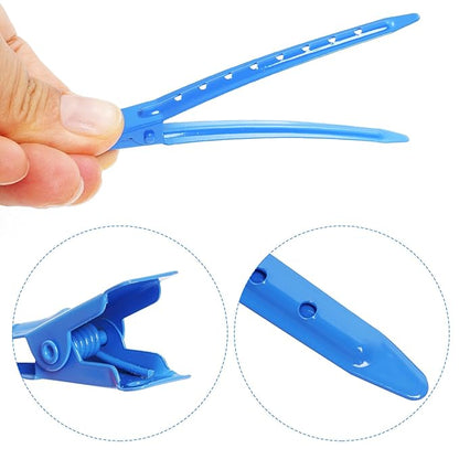 24 Packs Duck Bill Clips, Bantoye 3.35 Inches Rustproof Metal Alligator Curl Clips with Holes for Hair Styling, Hair Coloring, Dark Blue