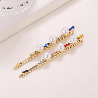 2PCS Rhinestone Hair Pins, Crystal Hair Clips, Handmade Cute Hair Barrettes, Hollow Geometric Hairpins, Elegant Metal Hairpin Hair Accessories Headwear Styling Tools, Gifts for Women Girls (TypeA)