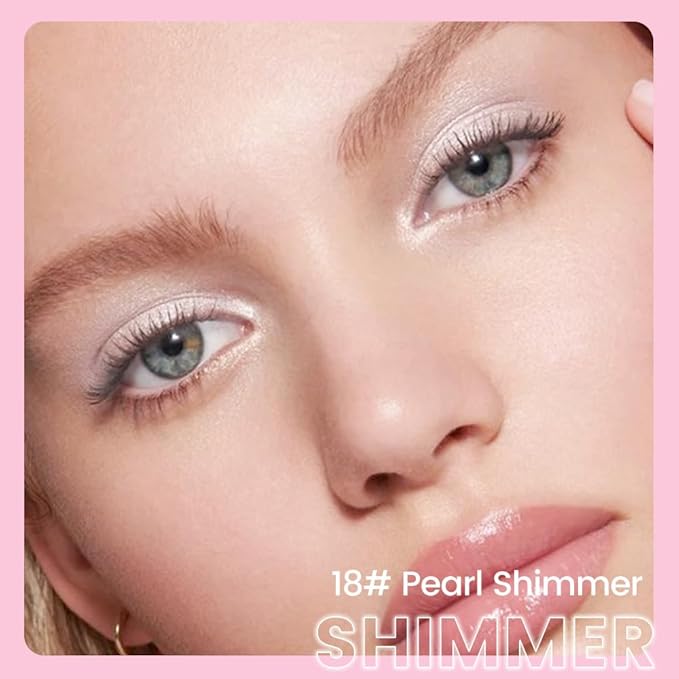 2-in-1 Cream Eyeshadow & Highlighter Stick, Waterproof Pearl Nude Pink Shimmer Eye Shadow Pencil for Women, Long-Lasting Pigmented Makeup, sombras para ojos 14