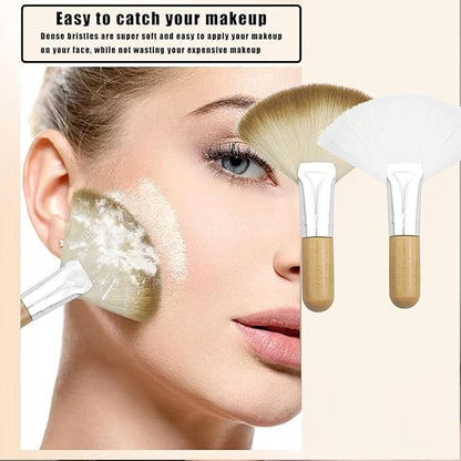 4 Pack Fan Brushes for Women Face Soft Bristle Highlighting Brush Facial Applicator Brushes with Handle Face Makeup Tools (Style 3)