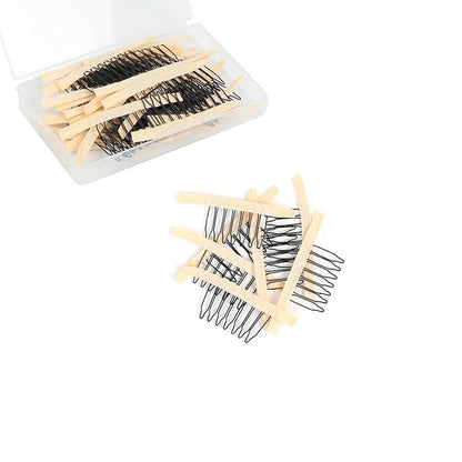 100 Pieces Wig Combs Wig Clips Wig Combs to Secure Wig 7-teeth Wig Accessories Tools For Making Wig Caps Wig Comb (Beige,100 Pcs))