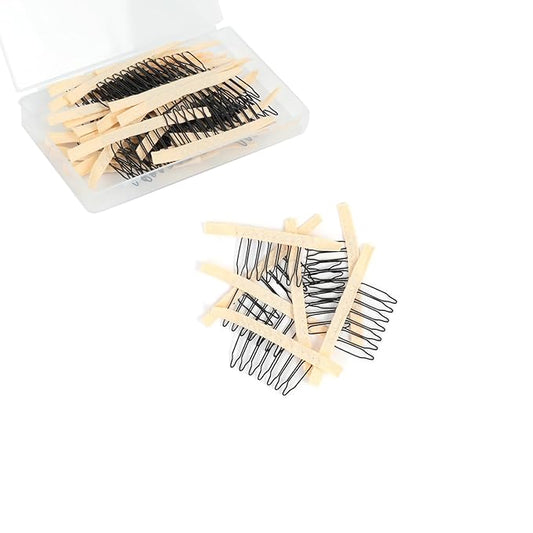 100 Pieces Wig Combs Wig Clips Wig Combs to Secure Wig 7-teeth Wig Accessories Tools For Making Wig Caps Wig Comb (Beige,100 Pcs))