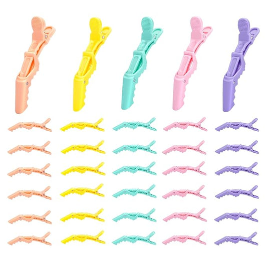 30 Pcs Alligator Hair Clip for Styling Sectioning - Salon Hair Clip for Thick Hair, Plastic Hair Styling Clip with Wide Teeth & Double-Hinged Design (Colorful)