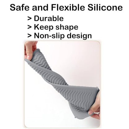 2 Heat Resistant Silicone Mat with Hanging Hole, Straightener Heat Resistant Travel Mat & Pouch for Curling Iron, Flat Iron and Other Hot Hair Styling Tools, 11 x 5 in, Pink+Gray