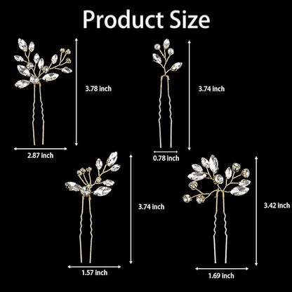 5 Pieces Bride Hair Pins Rhinestone Bridal Hair Piece for Women Crystal Hair Accessories for Bride Bridesmaids Flower Girls(Gold)