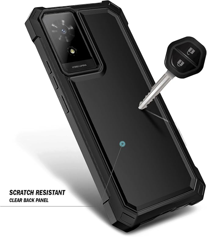 Designed for TCL K24/K23/TCL 50 LE Phone Case with Screen Protector, [Raised Corners Drop Protection] Full-Body Protective Shockproof Rugged Bumper Cover (Black)