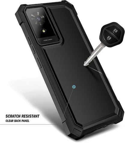Designed for TCL K24/K23/TCL 50 LE Phone Case with Screen Protector, [Raised Corners Drop Protection] Full-Body Protective Shockproof Rugged Bumper Cover (Black)