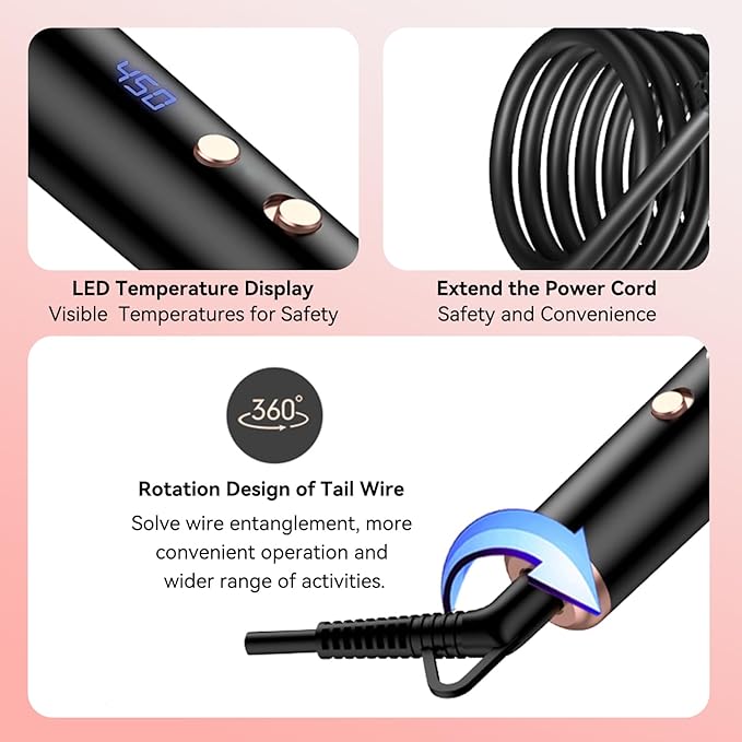 5 in 1 Curling Wand Set, Waver Curling Iron with Curling Brush and 4 Interchangeable Ceramic Curling Wand (0.35”-1.25”) for Women, Fast Heat Up Hair Curler Include Heat Protective Glove
