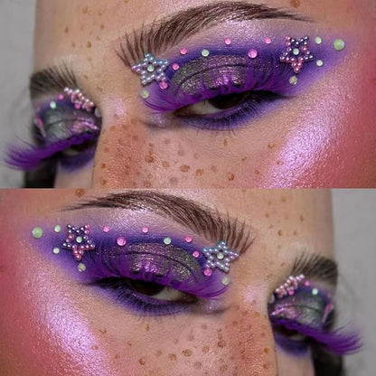 9 Colors Eyeshadow Palette - Purple Eyeshadow Theme, High Pigmented Blendable Matte & Glitter Shimmer Finishes, 24-Hour Long Lasting Mauve Eye Makeup for Christmas & Music Festivals(Purple)