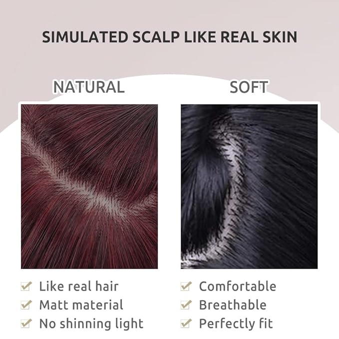 Onpep Bob Wig with Bangs Wine Red Short Straight Wigs for Women Burgundy Shoulder Length Heat Resistant Synthetic Wigs