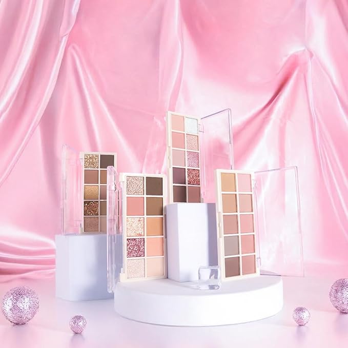 Ten Color Matte Shimmer Eyeshadow Makeup Palette,White Rose Gold Yellow Grapefruit Champagne Gold Nude Light Brown Dark Brown Black 10 Color Powder Eye shadow,Makeup Eyeshadow,Vegan & Cruelty-Free 03#