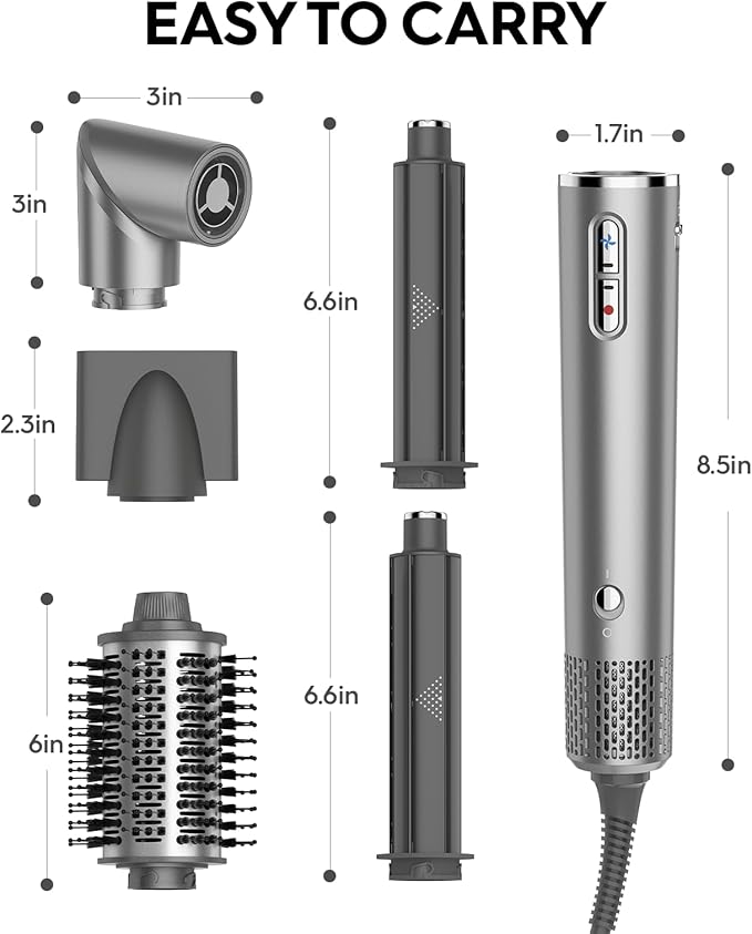 5-in-1 High-Speed Multi-Hair Styler - 1400W Hot Air Brushes with 110,000 RPM Motor, Auto-Wrap Curlers, Straightening Brush & Blow Dryer for Fast Drying, Curling & Smoothing All Hair Types