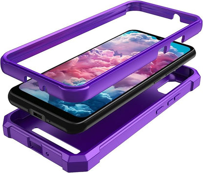 for Cloud Mobile Stratus C8 Case with Screen Protector,Full Body Protection Front PC Back Soft Silicone Bumper,Heavy Duty Protection Shockproof Phone Case for Cloud Mobile Stratus C8 Purple