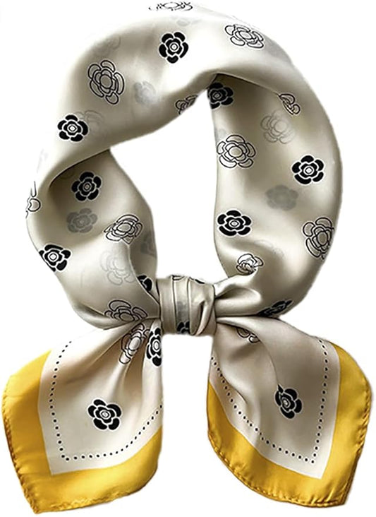 MINIDORA Satin Scarves for Women 27.5 × 27.5 inches Medium Square Elegant Silk Feeling Head Scarf