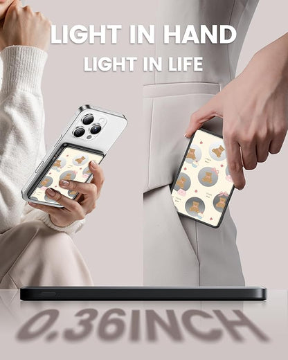 Magnetic Battery Pack Compatible with Magsafe,5000 mAh Portable Power Bank, Wireless Charging with Type C Input Output Ultra Slim for iPhone 16/15/14/13/12/ All Series, Little Bear