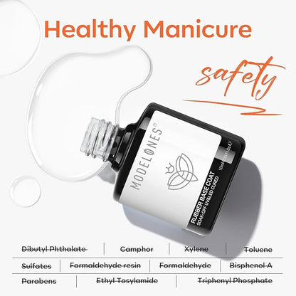 modelones Milky White Rubber Gel Base Coat, 6 in One Builder for Strengthen Apex Building Extension Long Lasting Protect Color Based Gel Polish Manicure for Fragile Nails Art Home Salon