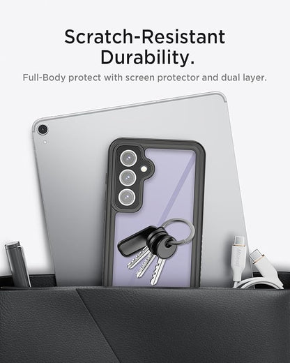 Miimall for Samsung Galaxy S24 FE Case Waterproof, IP68 Underwater, Full Heavy Duty Protection, Built-in Screen&Camera Protector, Military Shockproof Dropproof Rugged Phone Case for S24FE 6.7", Black