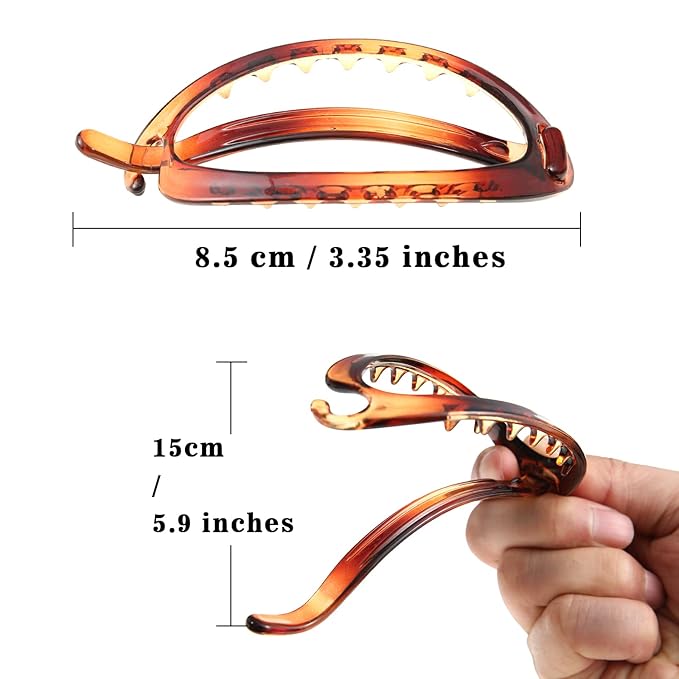 French Concord Hair Clips Claw - 6Pcs Side Slid Flat Hair Clips for Volume Strong Hold No Slip Grip Hair Claw Clips for Women Girls Thick Thin Hair (Tortoiseshell(Small,3.35 inches))
