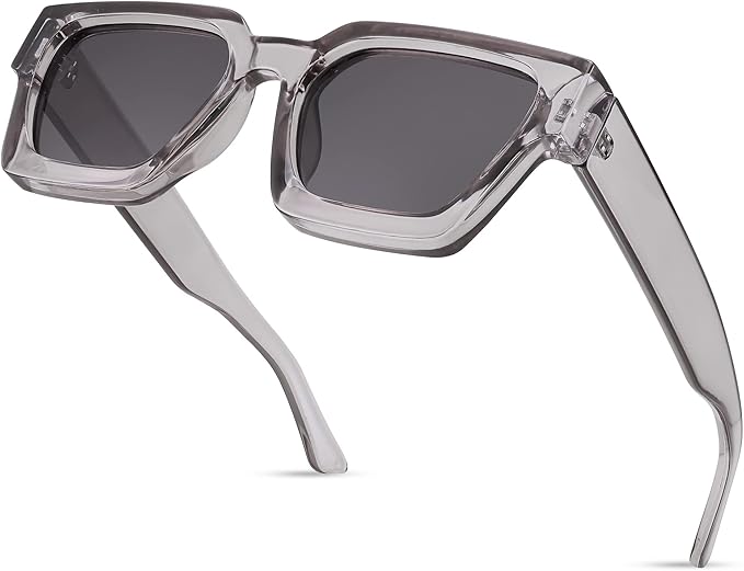 FEISEDY Retro 90s Square Sunglasses for Women Men Trendy Chunky Rectangle Sunglasses UV400 Protection B2385