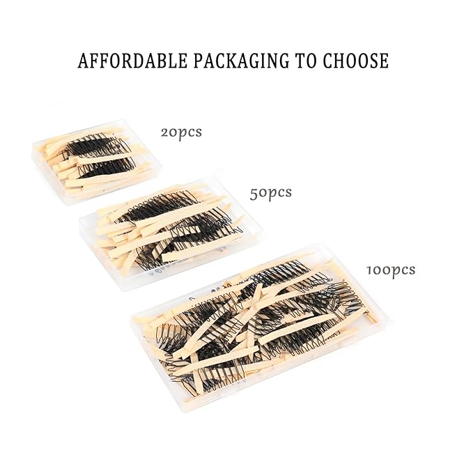 100 Pieces Wig Combs Wig Clips Wig Combs to Secure Wig 7-teeth Wig Accessories Tools For Making Wig Caps Wig Comb (Beige,100 Pcs))