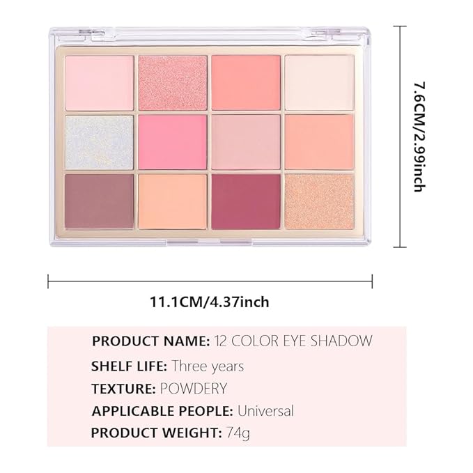 Nude Pink Eyeshadow Palette,Natural Neutral Warm Colors Cream Light Colors Eyeshadow Palette,Highly Pigmented Eye Shadow Palette Long Lasting Naturing-Looking Make Up Pallets for Women,Vegan