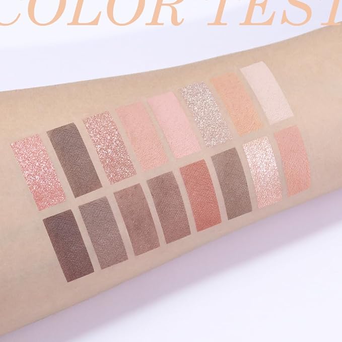 16Color Matte Shimmer Eyeshadow Palette,Nude Dark Brown Champagne Gold Rose Gold Coffee Sparkly Eye Shadow Makeup,Warm Pastel Eyeshadows Long Lasting Waterproof Naturing-Looking Women Girls Eye Shadow