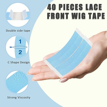 40pcs Wig Tape for Lace Wigs Double Sided Waterproof Wigs Adhesive, Tape Strips for Lace Front Wig Toupee, Hairpiece Hair Tape for Hair Extension