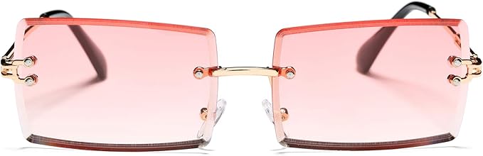 Rectangle Sunglasses for Men/Women Small Rimless Square Shade Eyewear