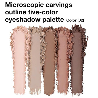 Neutral Nude Brown Eyeshadow Palette Makeup, 5 Colors Velvety Matte Finish, Cool-Toned Nude Taupe Eye Shadows, Natural Everyday to Eye Makeup Looks, for Brown Eyes Long Lasting Naturing-Looking 02#