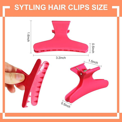 Ondder Light Red Butterfly Hair Clips for Styling Sectioning Pro Salon Butterfly Plastic Claw Clips Hair Styling Clip Barber Clips for Cutting, Coloring Hair, Hair Accessories for Women Girls