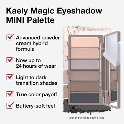 6 Color Eyeshadow Makeup Palette, 6 Light Nude Dark Nude Brown & Purple Dark Brown Black Eyeshadows Palette, Everyday Matte Finish Eye Makeup Looks, Travel Friendly Size, Built-in Mirror 05#