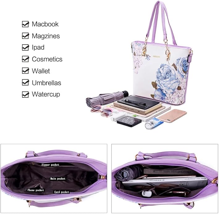 2E-youth Designer Purses and Handbags for Women Satchel Shoulder Bag Tote Top Handle Bag