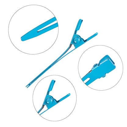 100 Packs blue Alligator Curl Clips, bandenger 1.8 Inch Single Prong Clips Hair Accessories,for Girls and Women,Hair Styling,Hair Coloring, Random Color (blue)