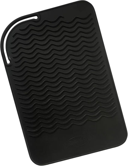 11" X 7.5" 5.6 oz Large Heat Resistant Silicone Travel Salon Hair Styling Tools Cooling Mat, Anti-Heat Pad Cover for Hair Straightener, Curling Iron, Flat Iron, Hair Dryer Curler Mat - Black