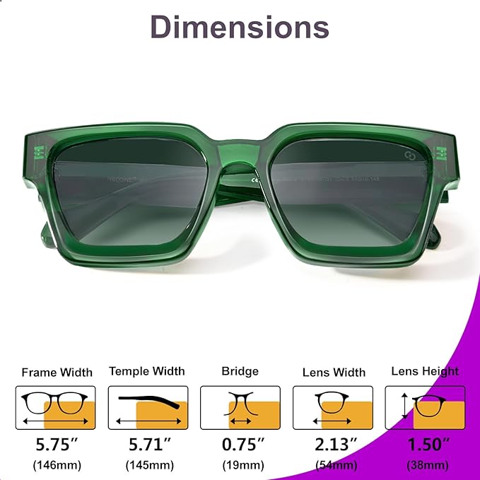 VISOONE Fashion 100% UV400 Protection Rectangle TR90 Y2K Sunglasses Accessories for Women Men RIVER